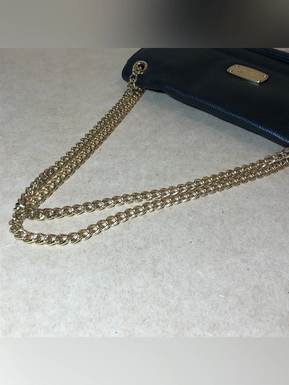 Michael Kors Black Leather Shoulder Bag w/ Gold Chain Strap